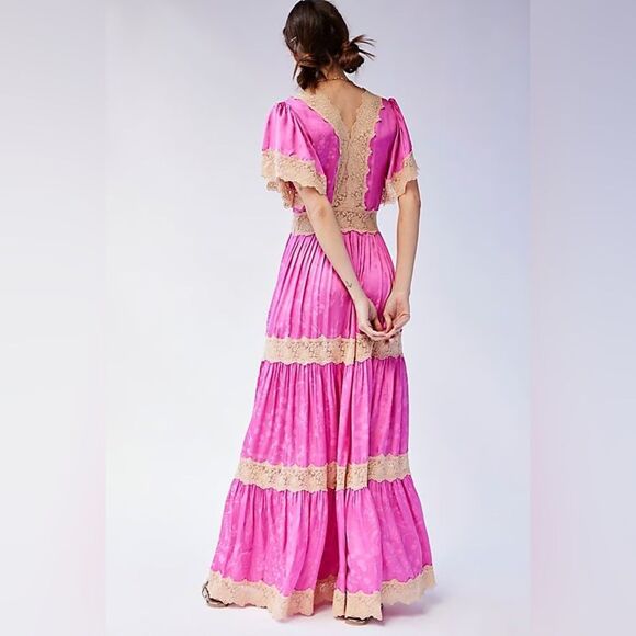 Free People Spell Pink and Cream Maxi Dress/ Size XS - Picture 5 of 11